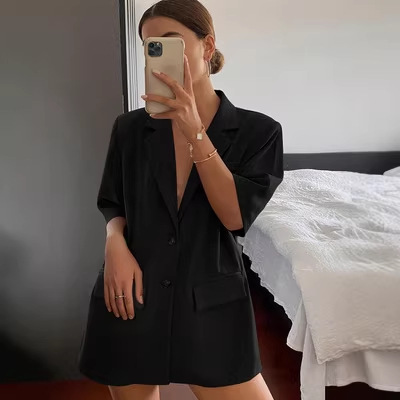Fashionable Womens Suit Jacket Short-Sleeve Top
