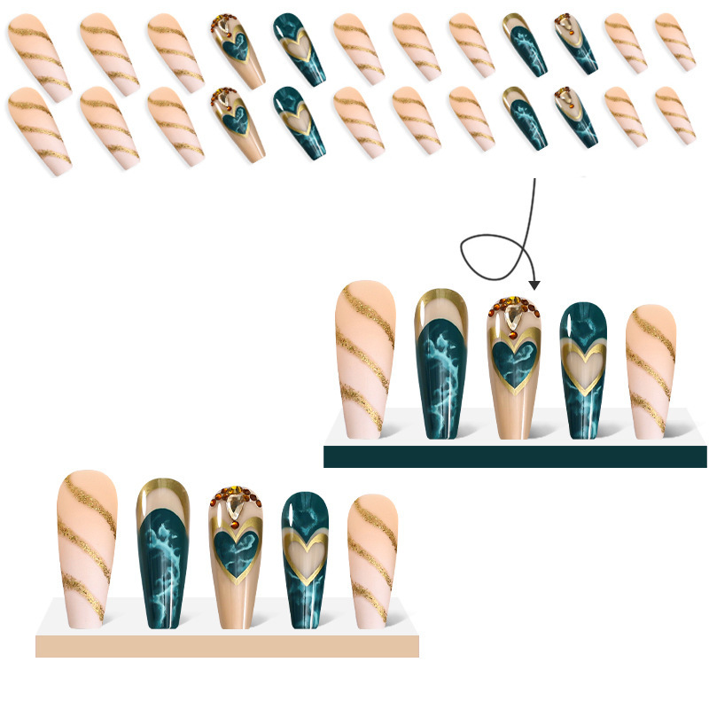 Title 4, Green Blooming Love Tip Manicure Wear Nail Patch