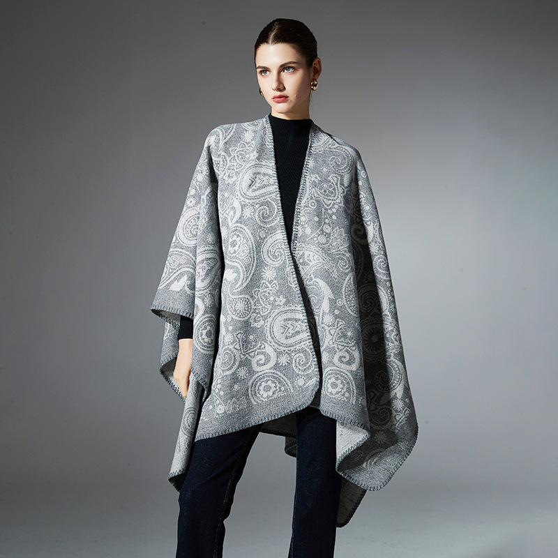 Women's Jacquard Paisley Wool Cross Shawl