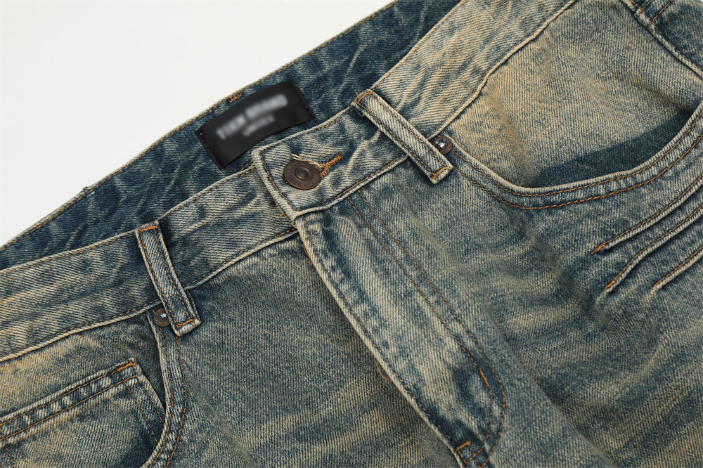 Fashion American Washed Yellow Jeans Men