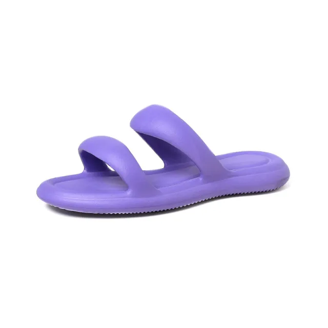 European And American Fashion Classic New Korean Style EVA Slip on Flat Soft Bottom Outdoor Sandals Violet 37 - Shop at LoveMi