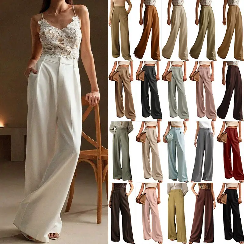 Women's Casual Loose Straight Business Commute Wide Leg Pants
