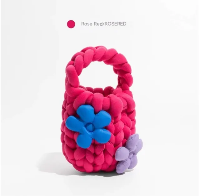 Hand woven Bag Coarse Yarn Sweet Girl Style Hand Bag Rose - Shop at LoveMi