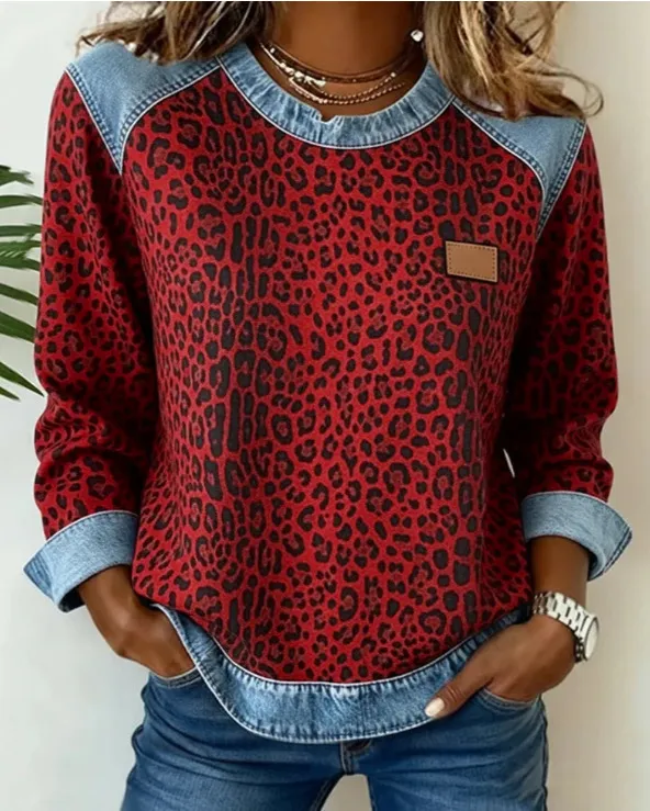 Womens Retro Crew Neck Long Sleeve Sweatshirt Top Wvwy 012 Xl - Shop at LoveMi