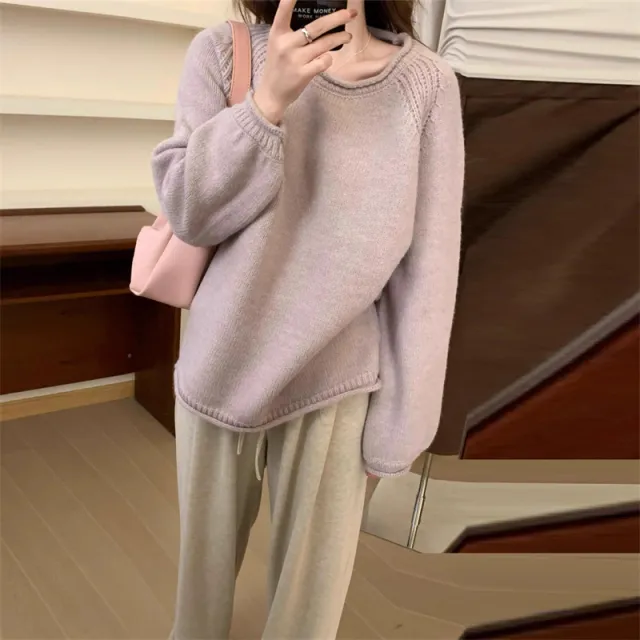 Women's Milk Knitted Loose Top Purple - Shop at LoveMi