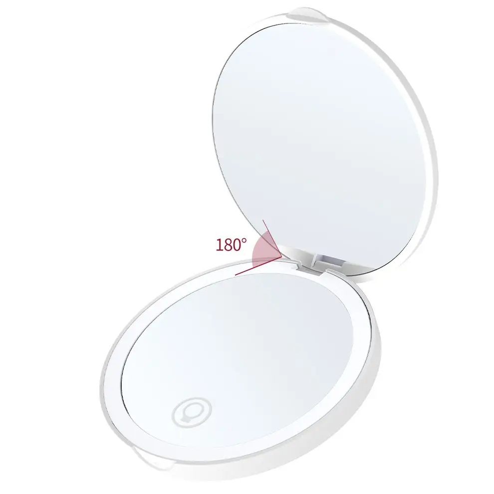 Portable Folding Led Luminous With 2X Amplification Rechargeable Portable Led Make-up Mirror
