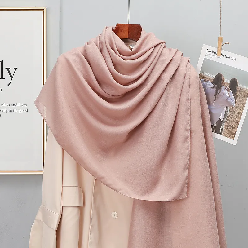 Women's Korean-style Solid Color Cotton And Linen Scarf Spring And Autumn - Khaki