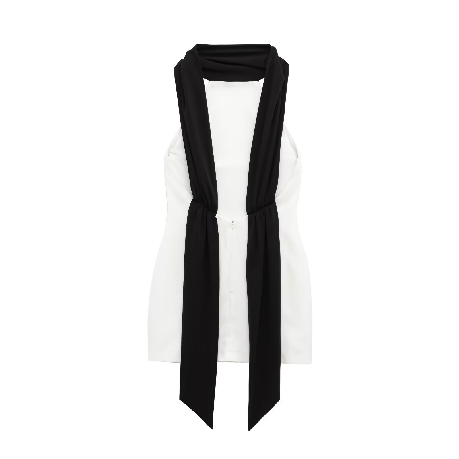 Color Contrast Patchwork Sleeveless Skirt Mini Dress