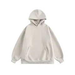 New Couple Simple Pullover Women's Clothing Solid Color All-match Hoodie - Apricot - View 1
