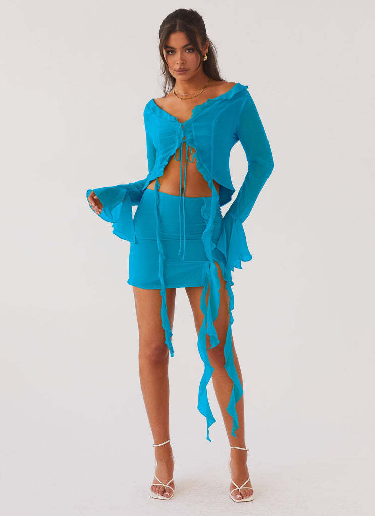 New Sexy Tassel Lace Long sleeved Hip Skirt Suit Emerald S - Shop at LoveMi