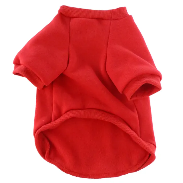 Pet Clothes Fleece lined Thickened Solid Color Hoodie Red - Shop at LoveMi