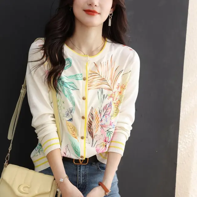 Women's Knitted Cardigan Spring And Autumn Coat Top White - Shop at LoveMi
