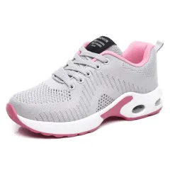 Outdoor Hollow Air Cushion Sneaker Summer Flying Woven Single Women's Shoes - Gray - View 1