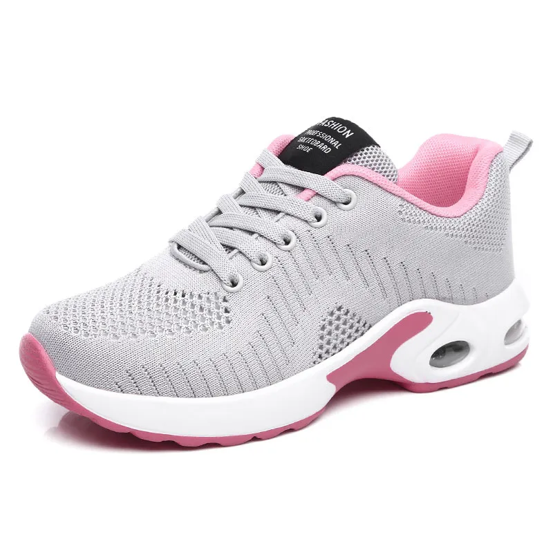 Outdoor Hollow Air Cushion Sneaker Summer Flying Woven Single Women's Shoes - Gray