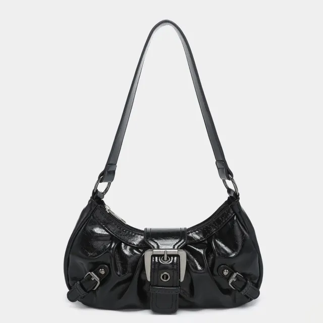 Women's Vintage Vintage Two tone Leather Shoulder Bag Black - Shop at LoveMi