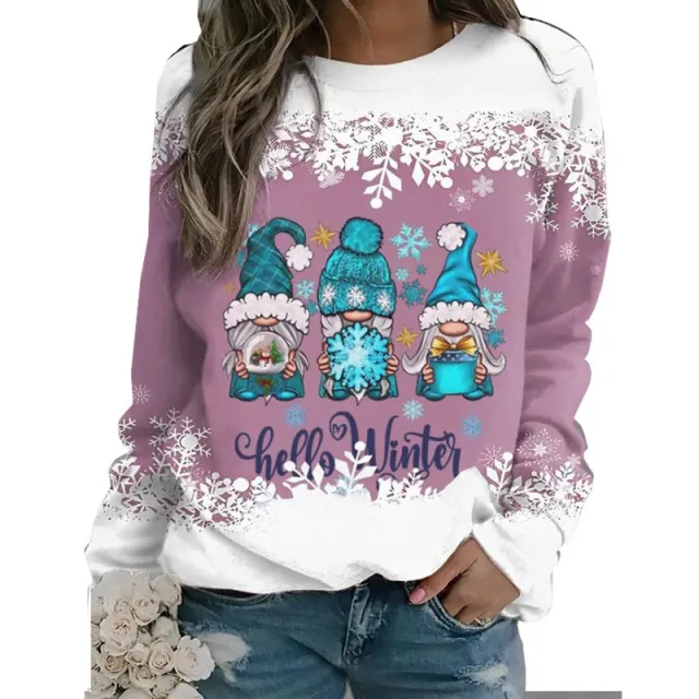 Fashion Christmas Snowman Round Neck Long Sleeve Women Rhz3H231713R 3Xl - Shop at LoveMi