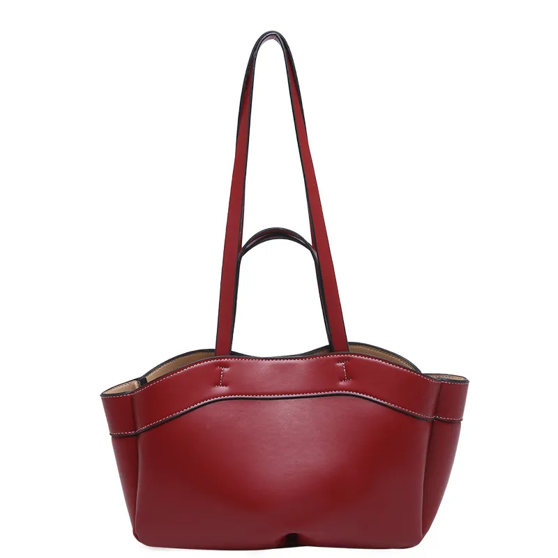 Brown Tote Bag Fashion Large Capacity - Red