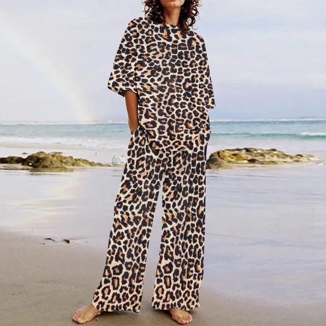 Retro Fashion Casual High Waist Wide Leg Pants Suit G7Z2037 2Xl - Shop at LoveMi