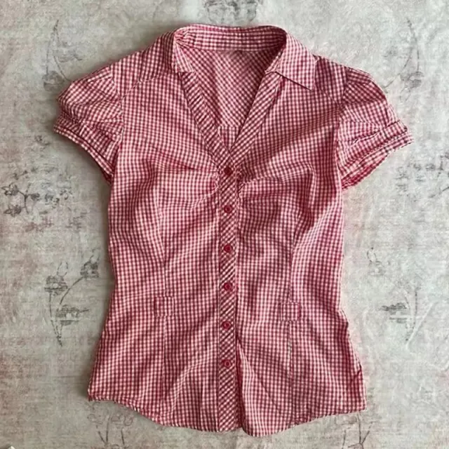 Fashion Color Contrast Polka dot Cinched Slimming Casual Short sleeved T shirt Pink 1 - Shop at LoveMi