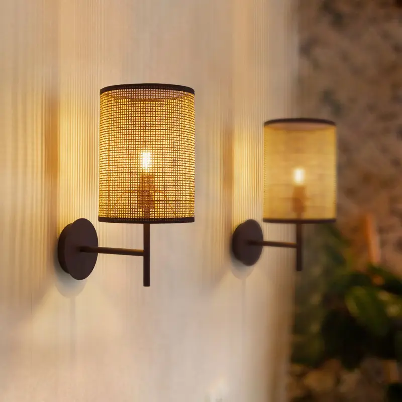 Rattan Japanese-style Simple Silent Bedroom Wall Lamp