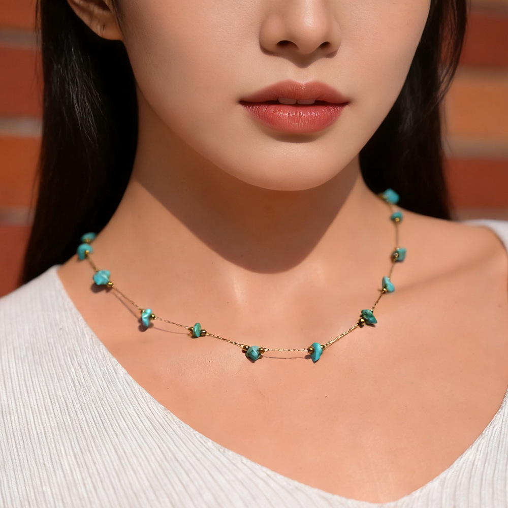 Small Pebble-bead Clavicle Necklace For Women