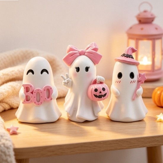 New Arrival Halloween Ghost Pumpkin Resin Home Desk Decor