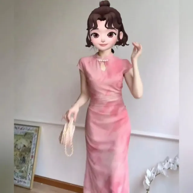 Cheongsam With Mother of pearl Buttons Dress Pink - Shop at LoveMi