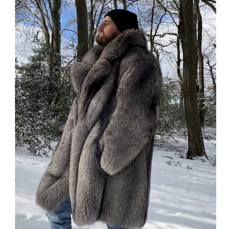 Men's Fur Imitation Fox Fur Long-cut Coat