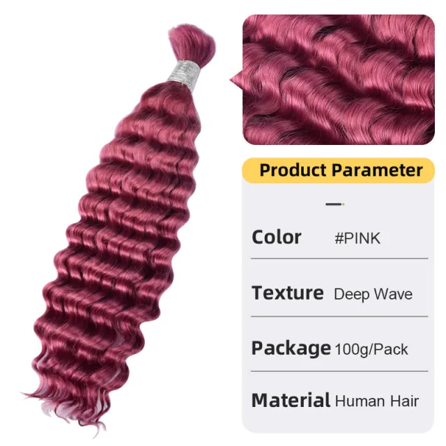 Deep Wave Women's Hair Extension Hair Bulk #Pink - Shop at LoveMi