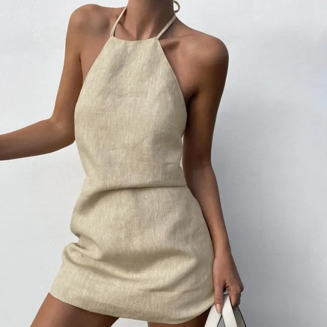 Women's Summer New Cotton And Linen Dress Picture Color M - Shop at LoveMi