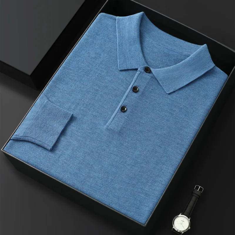 Spring And Autumn New Fashion Casual Polo Collar Long-sleeved Sweater Men