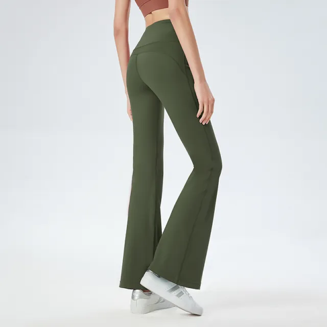 High Waist Hip Lift Stretch Sports Pants Nude Feel Casual Running Army Green - Shop at LoveMi