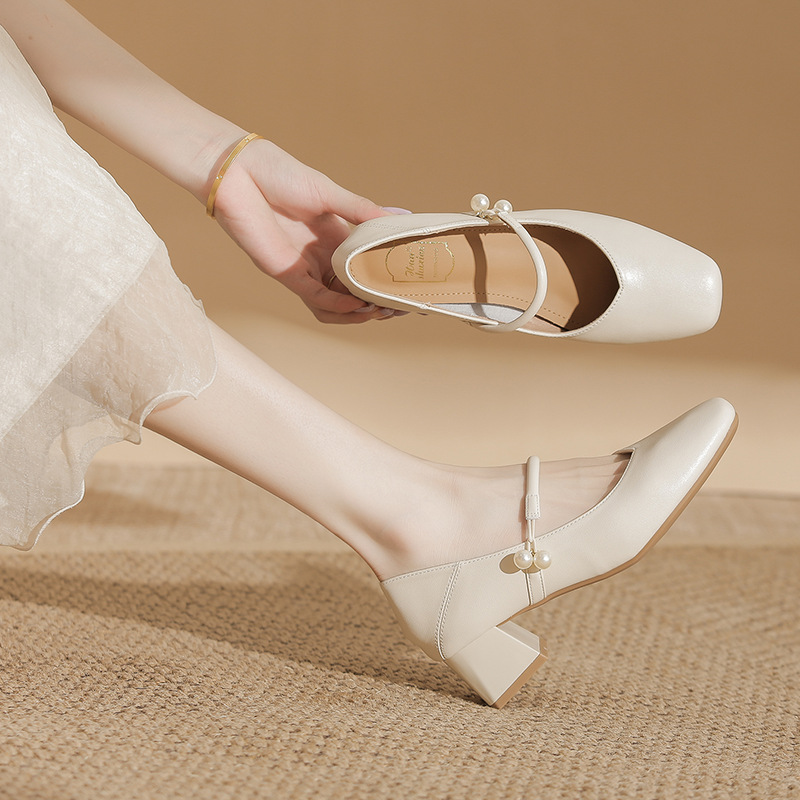 Women's Chunky-heeled Square-toe Mary Jane Shoes