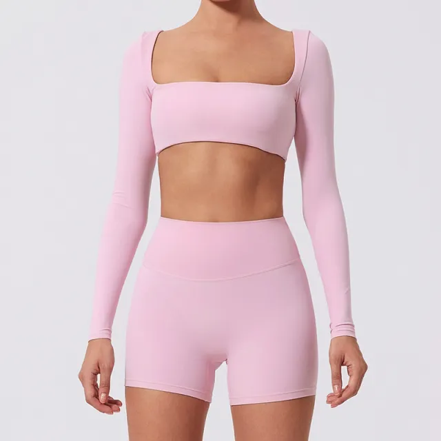 Yoga Long Sleeve Outdoor Running Fitness Sports Top Pink - Shop at LoveMi
