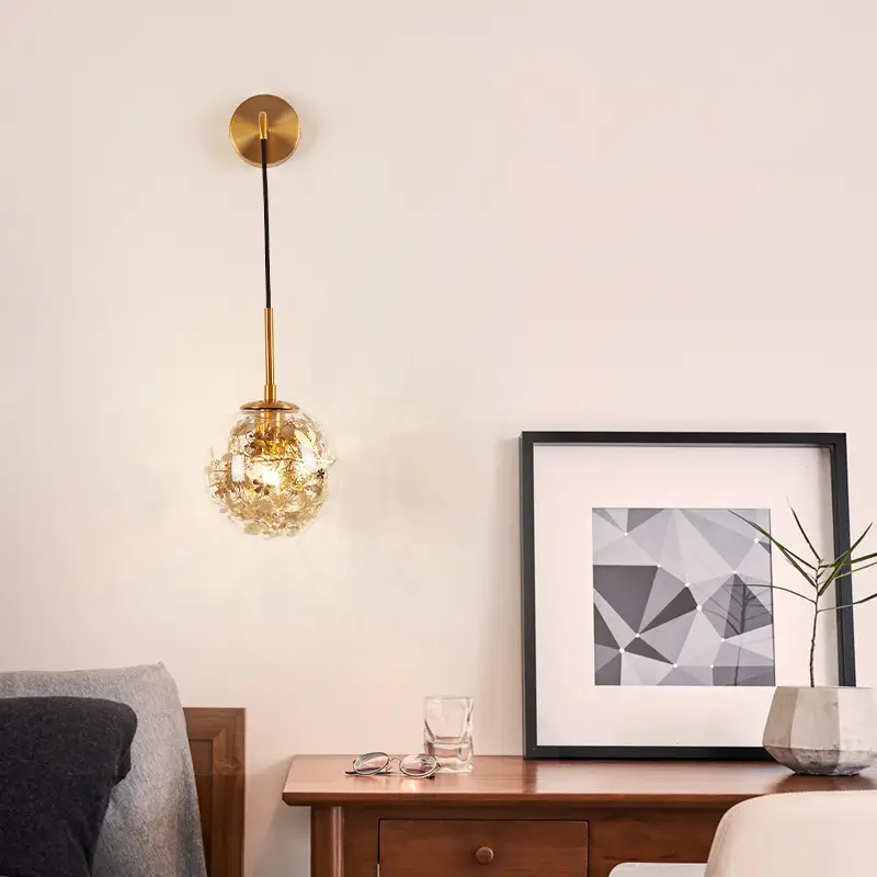 Creative Modern And Simple Bedroom Bedside Lamp Glass Small Wall Lamp