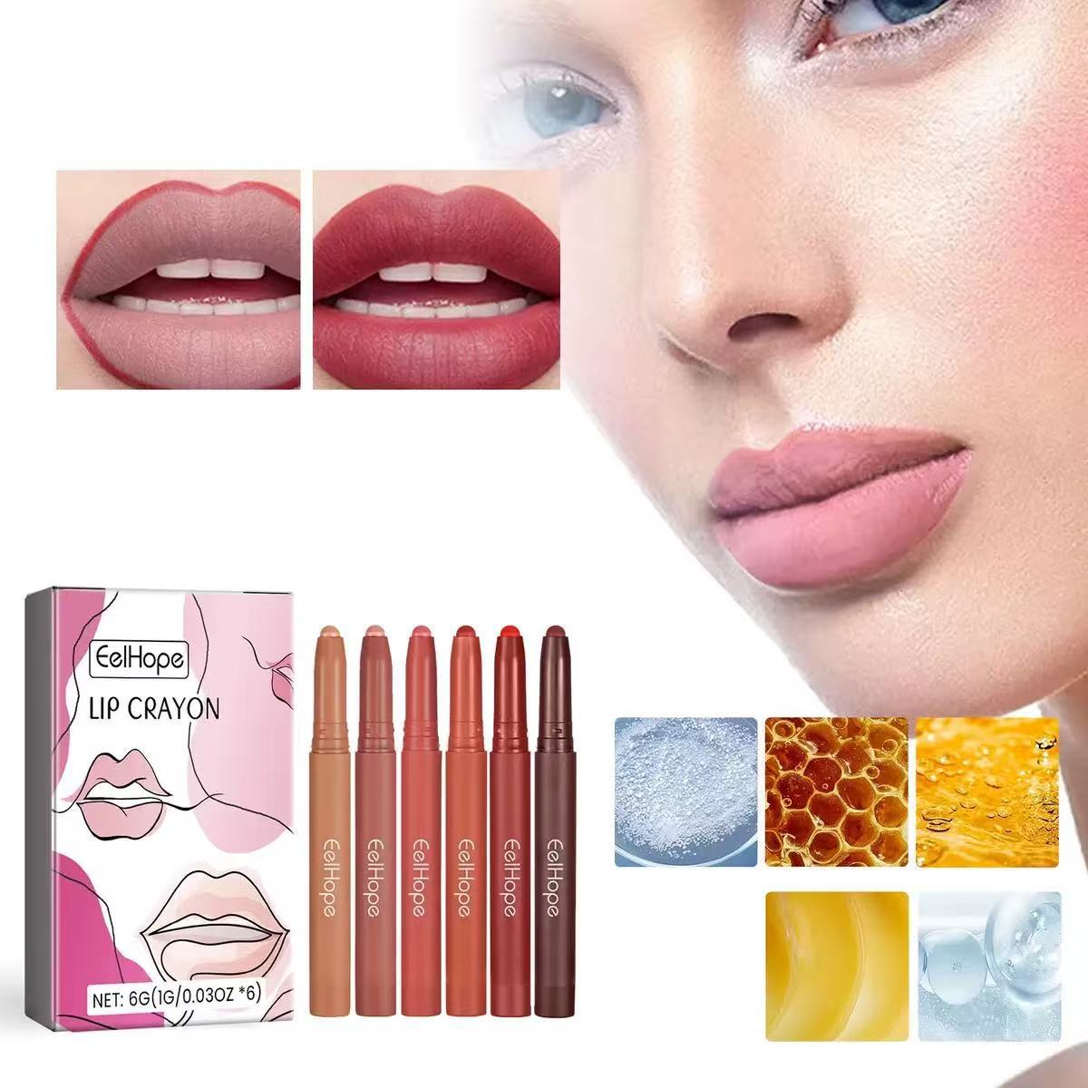 6-Color Matte Natural Lip Liner Set