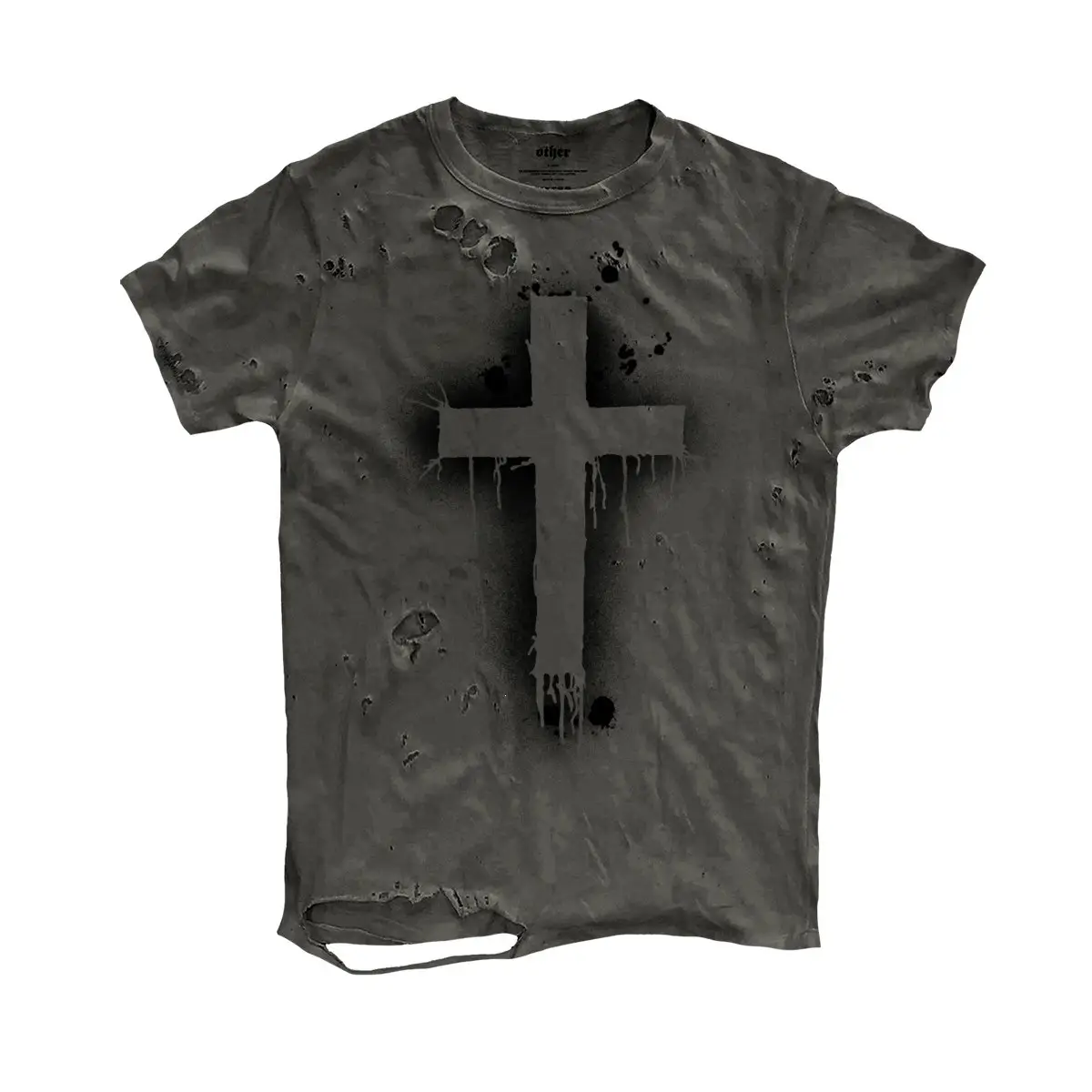 Fashionable Y2K-style Short-sleeve T-shirt With A Cross Design Mens Top