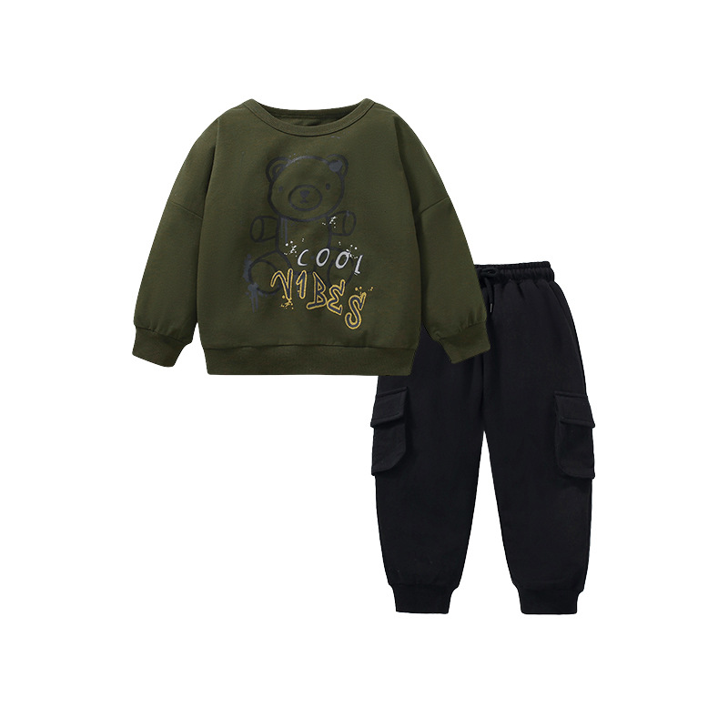 Boys' Home European And American Trousers Sweater Two-piece Set