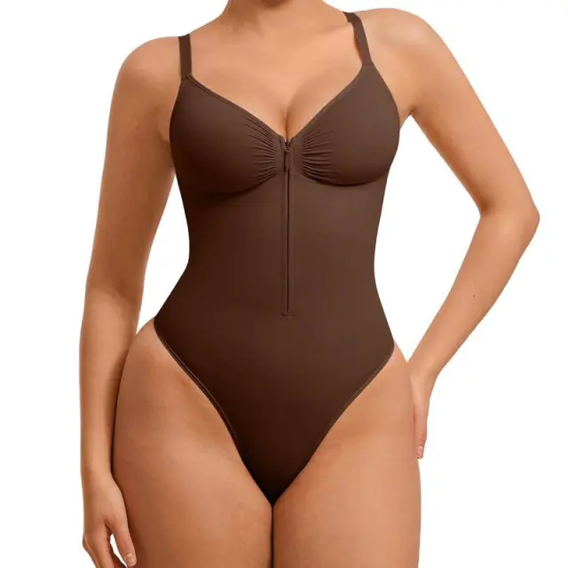 Sexy Highly Stretch Zipper Tight Braces Waist Slimming Body shaping Corsets Women Brown - Shop at LoveMi