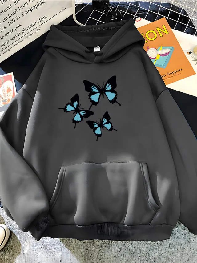 Sweet And Fresh Polyester Hooded Regular Sleeve Long Sleeve Street Dark Grey - Shop at LoveMi