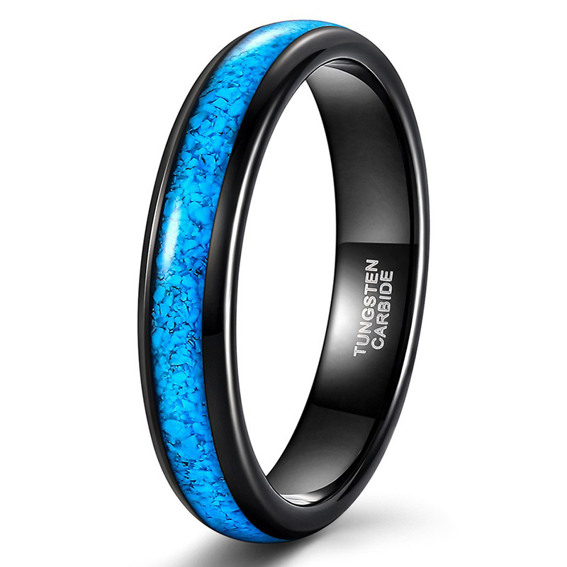 New Galaxy Series Inlaid Turquoise Crumblings Tungsten Ring