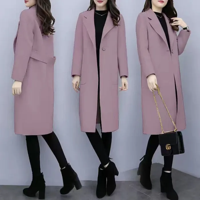 Mid-length Loose Wool Overcoat Women's Coat - Purple