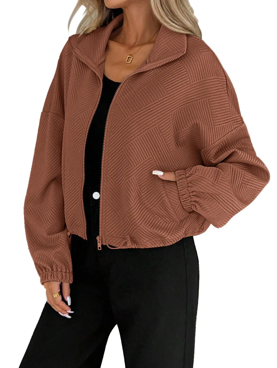Women's Loose Baseball Uniform Coat - Caramel