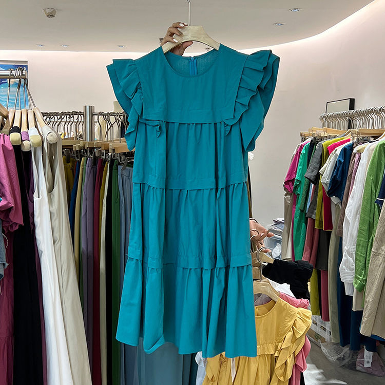 Ruffled-edge White French-style Niche Vintage Midi Cake Dress