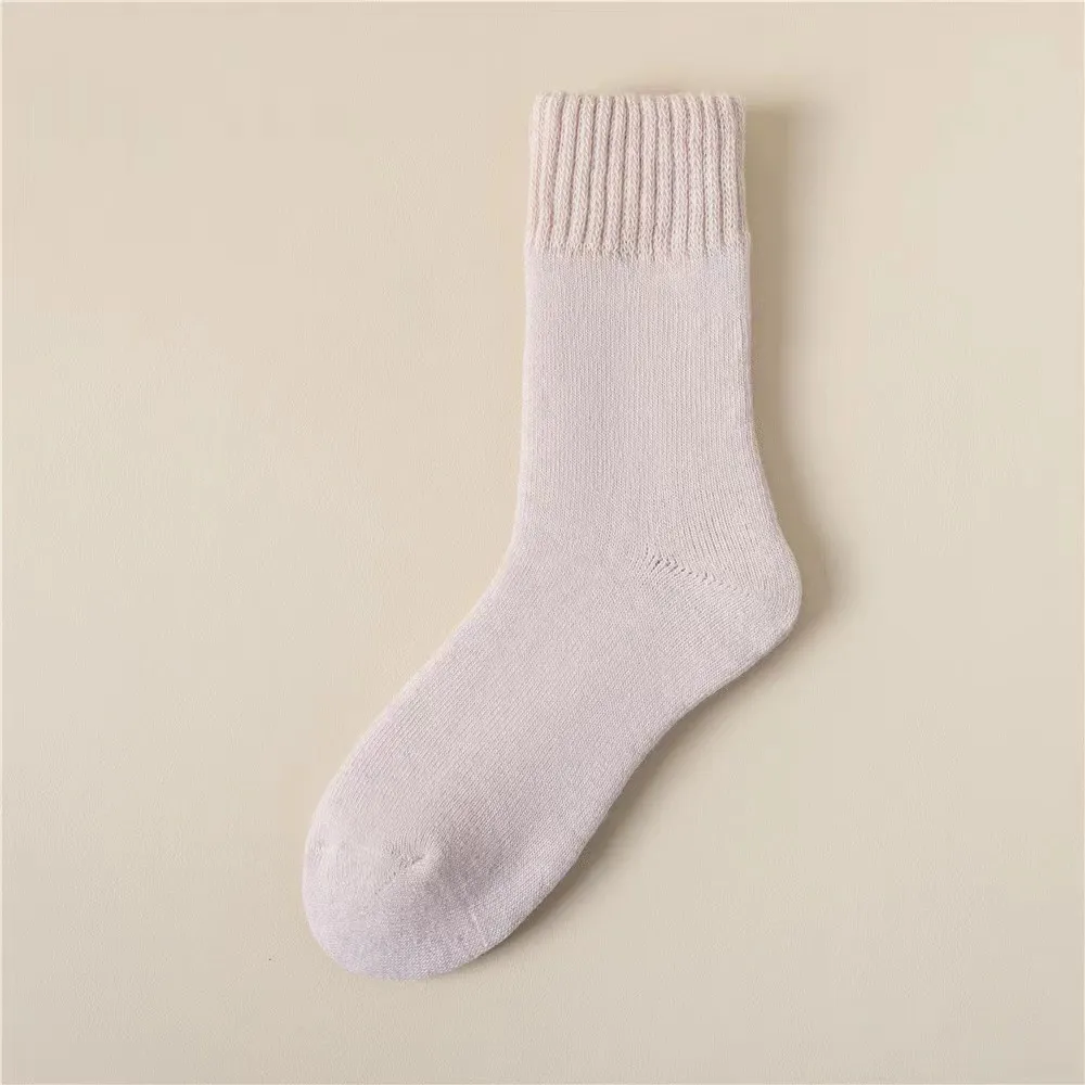 Fleece-lined Female Winter Thicken Thermal Wool Socks - Light Pink