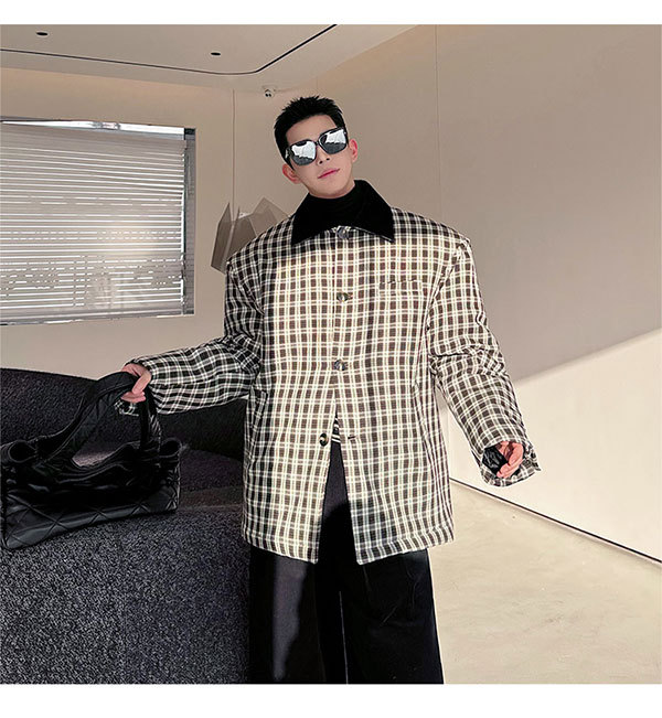 Fashion Brand Retro Thickened Padded Jacket Men's Simple