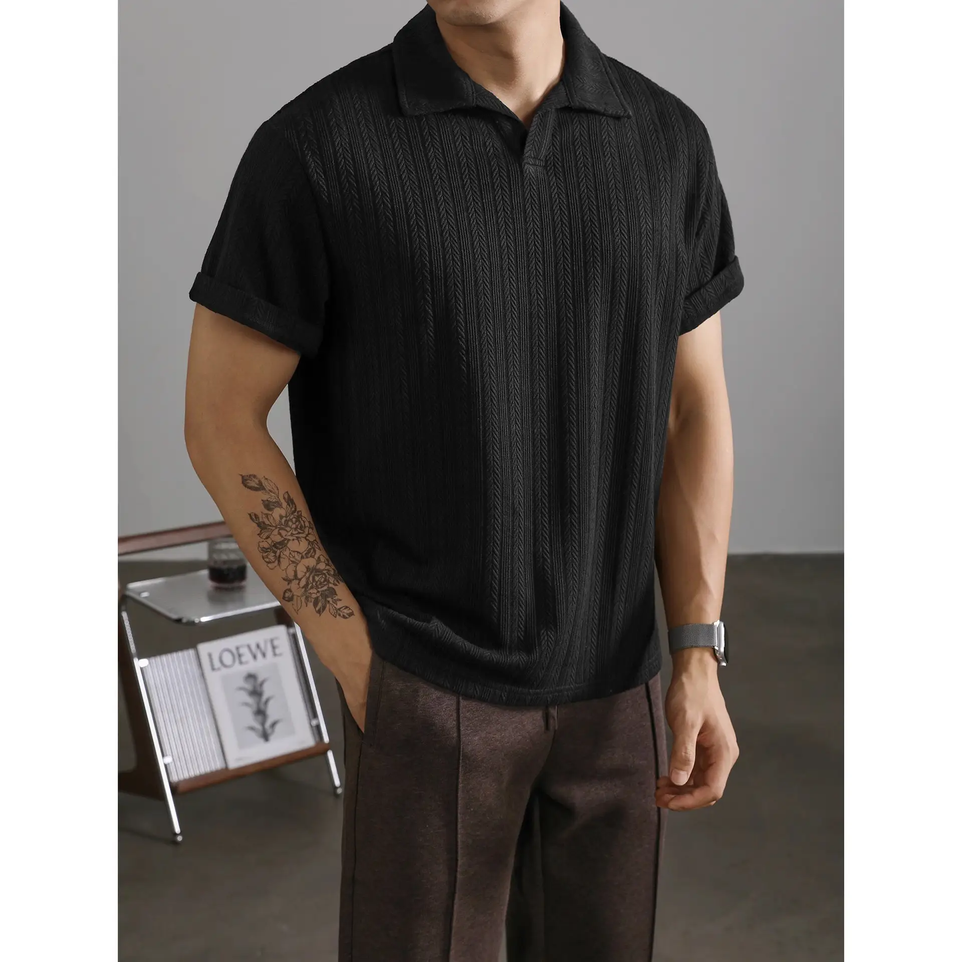 Wheat Woven Texture Summer Breathable Slim Fit Business