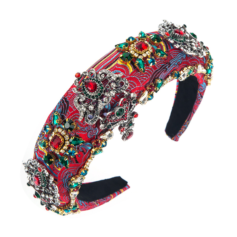 Embroidered Luxury Rhinestone Vintage Flower Headband