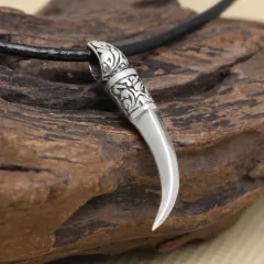Personalised Men's Elegant Tiger Tooth Pendant - Pendant Without Necklace - View 1
