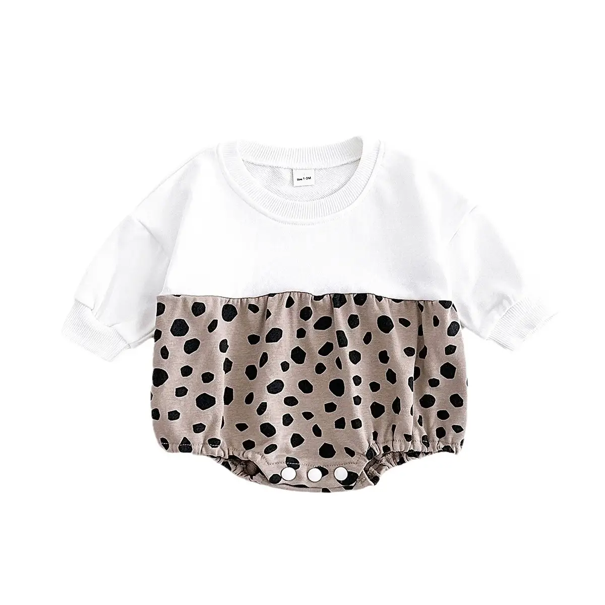 Baby Autumn Long Sleeve Leopard Print Cotton Onesie